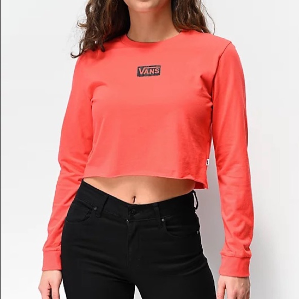 ♥️Vans Avenue Poppy Red Crop Long Sleeve T-Shirt♥️NWOT~med